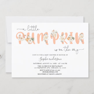 Pastel Colour A Little Pumpkin Fall Baby Shower Invitation