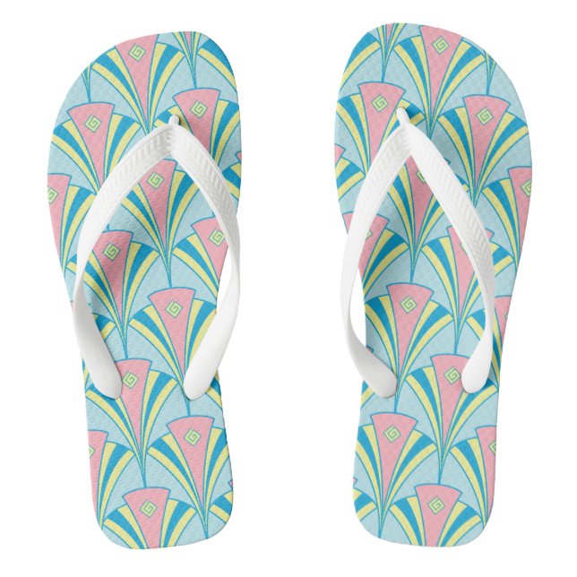 Pastel Colour Art Deco Pattern Jandals (Footbed)