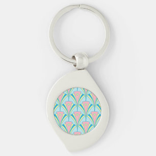 Pastel Colour Art Deco Pattern Key Ring