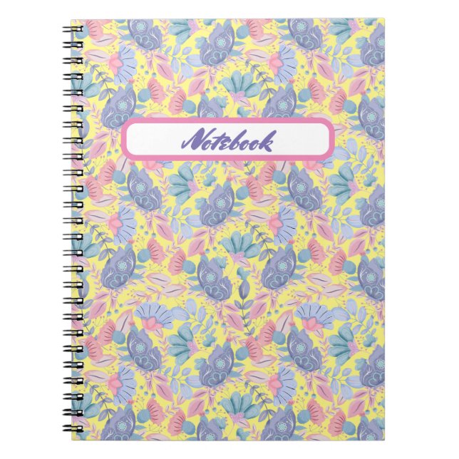 Pastel Colour Birds and Flowers Notebook (Front)
