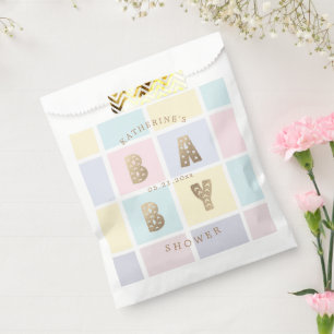 Pastel Colour Block Gold Baby Shower Favour Bags