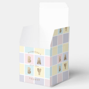 Pastel Colour Block Gold Baby Shower  Favour Box