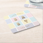 pastel colour block gold baby shower  square paper coaster<br><div class="desc">c</div>