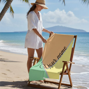 pastel colour block yellow orange green pattern beach towel