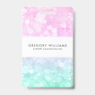 Pastel Colour Bokeh Glitter ID Badge