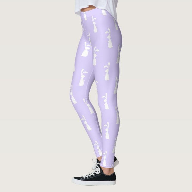 Pastel Colour Bunny Pattern Blue Background Pet Leggings (Left)