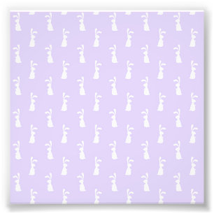 Pastel Colour Bunny Pattern Blue Background Pet Photo Print