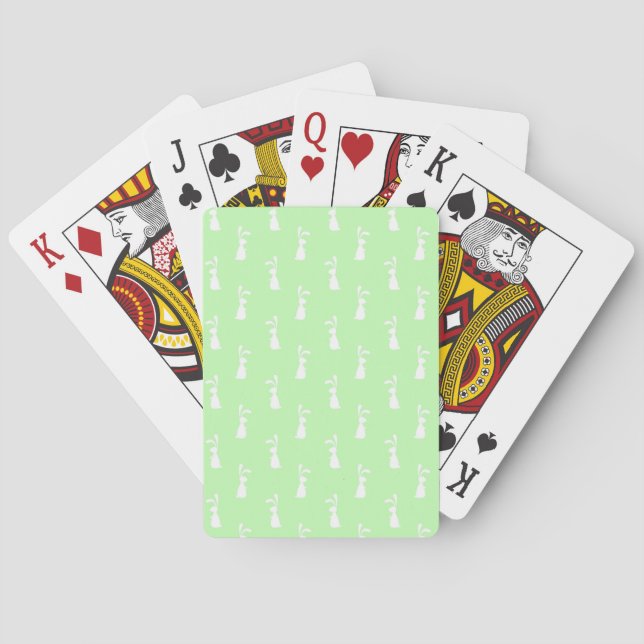 Pastel Colour Bunny Pattern Mint Background Pet Playing Cards (Back)