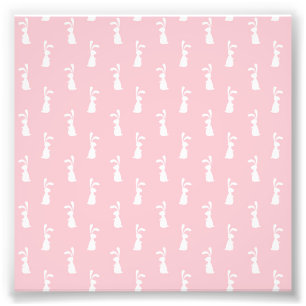 Pastel Colour Bunny Pattern Pink Background Pet Photo Print