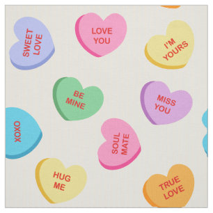 Pastel Colour Candy Hearts Valentine's Day Fabric