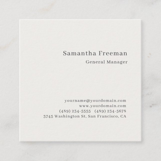 Pastel Colour Classical Plain Minimalist  Square Business Card (Front)
