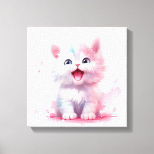 Pastel Colour Cute Kitten Canvas Print