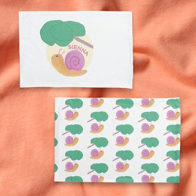 Pastel colour Cute Snail Pattern Personalised kids Pillowcase (Creator Uploaded)