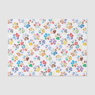 Pastel Colour Dog and Cat Pawprints Tissue Paper