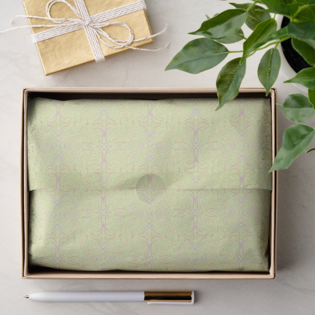 Pastel Colour Dots And Tapered Lines Pattern Art Tissue Paper (Gift)