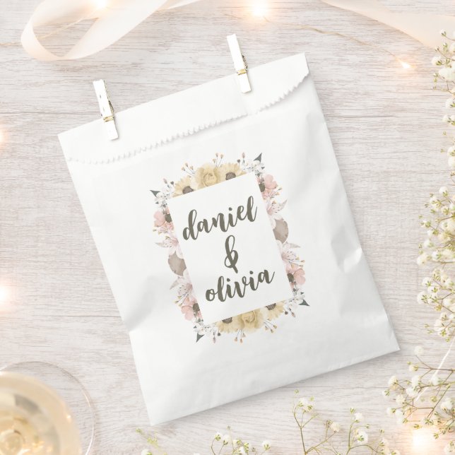 Pastel Colour Floral Wedding Favour Bags (Clipped)