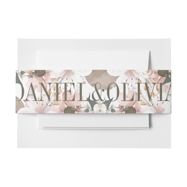Pastel Colour Floral Wedding  Invitation Belly Band (Front Example)