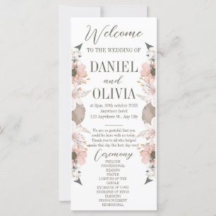 Pastel Colour Floral Wedding Programs