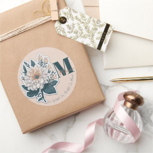 Pastel Colour Flower Monogram Sticker