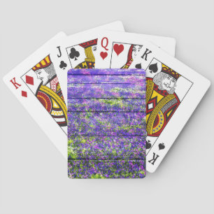 Pastel Colour Flower on Wood #5 Playing Cards