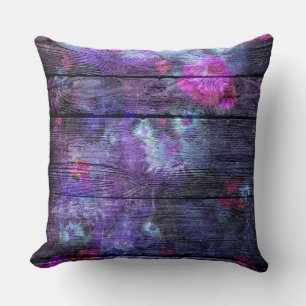 Pastel Colour Flower on Wood #6 Cushion