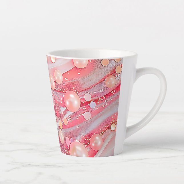 Pastel Colour Glitter Pearl Print Latte Mug (Right)