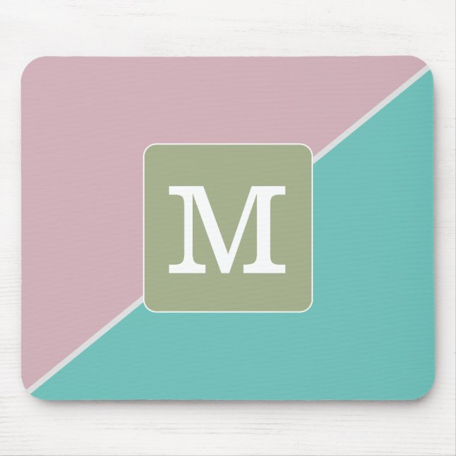 Pastel colour matching Initial Blue Pink Green Mouse Pad (Front)
