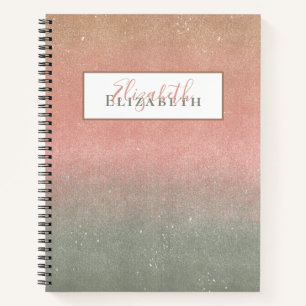 Pastel Colour Ombre Glitter Name Notebook
