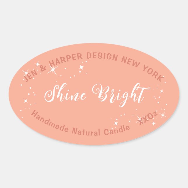 Pastel Colour Peach Product Packaging Labels  (Front)