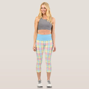 Pastel Colour Plaid Capri Leggings