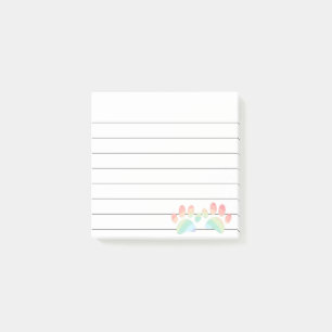Pastel Colour Rainbow Dog Paw Prints Lined 3x3 Post-it Notes