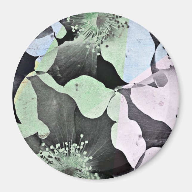 Pastel colour romantic flower nature pattern art magnet (Front)