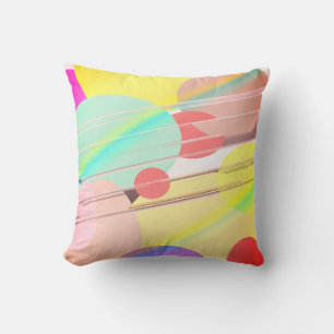 Pastel Colour Round Oval Shape Pattern Throw Pillo Cushion