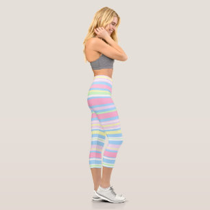 Pastel Colour Stripes Capri Leggings