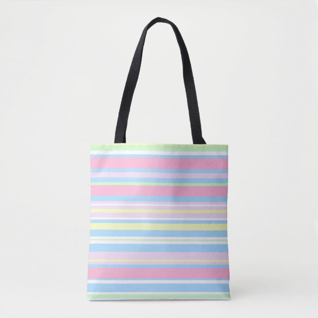 Pastel Colour Stripes Tote Bag (Front)