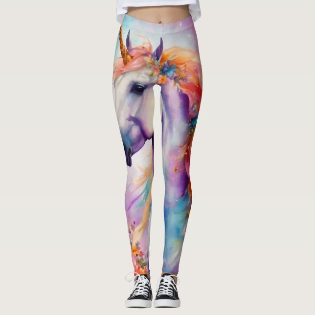 Pastel Colour Unicorn Leggings (Front)