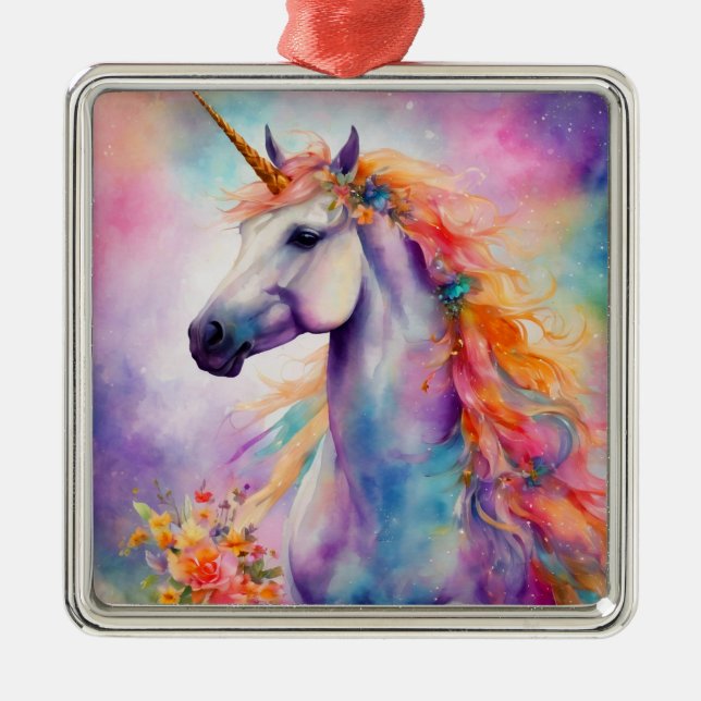 Pastel Colour Unicorn Metal Tree Decoration (Front)