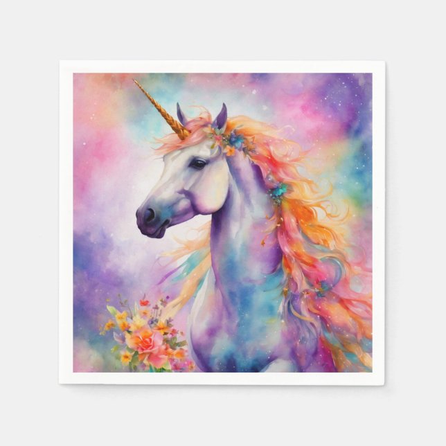 Pastel Colour Unicorn Napkin (Front)