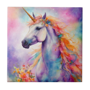 Pastel Colour Unicorn Tile