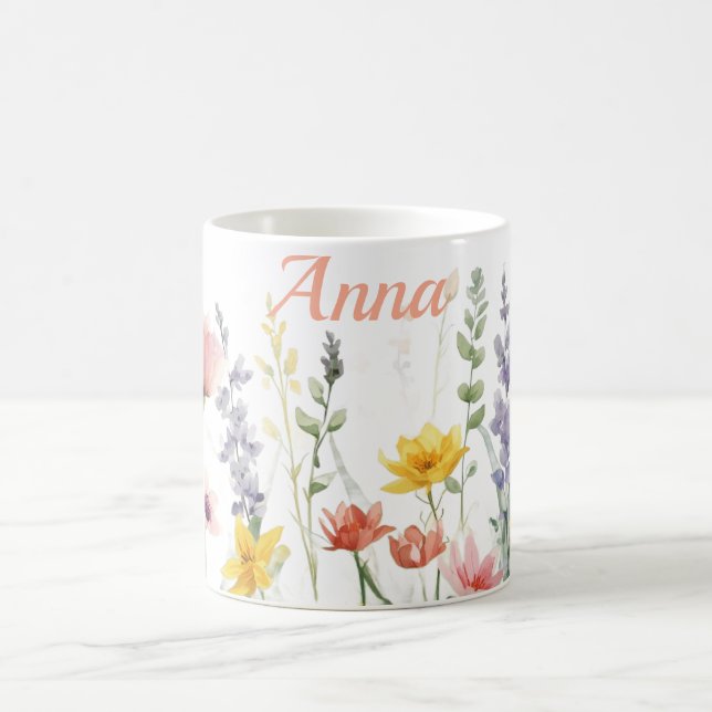Pastel colour wild flowers coffee mug (Center)