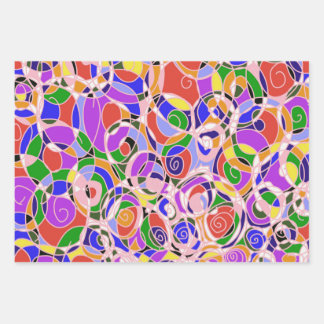 Pastel coloured Abstract Patterns Wrapping Paper Sheet