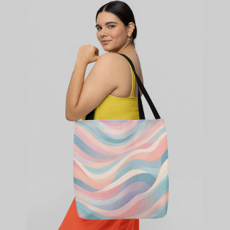 Pastel-coloured abstract wavy pattern tote bag