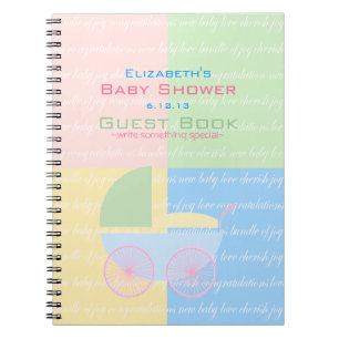 Pastel Coloured Baby Shower Guest Book- Spiral Notebook
