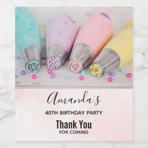 Pastel Coloured Cake Decorating Tools Birthday Wine Label