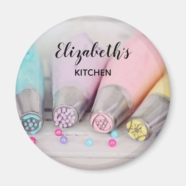 Pastel Coloured Cake Decorating Tools Kitchen Magnet (Front)