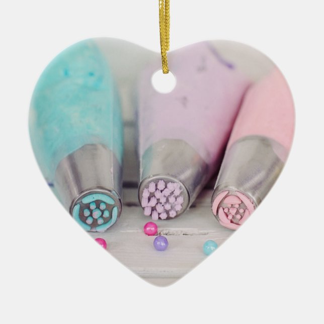 Pastel Coloured Cake Decorating Tools Photograph Ceramic Tree Decoration (Front)