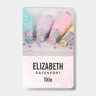 Pastel Coloured Cake Decorating Tools Photograph ID Badge