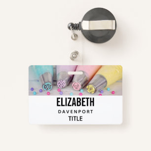 Pastel Coloured Cake Decorating Tools Photograph ID Badge