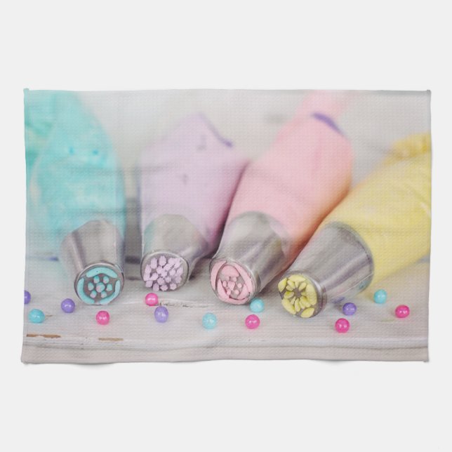 Pastel Coloured Cake Decorating Tools Photograph Tea Towel (Horizontal)