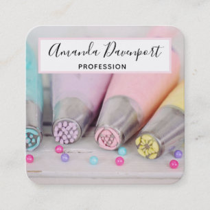 Pastel Coloured Cake Decorating Tools Square Business Card